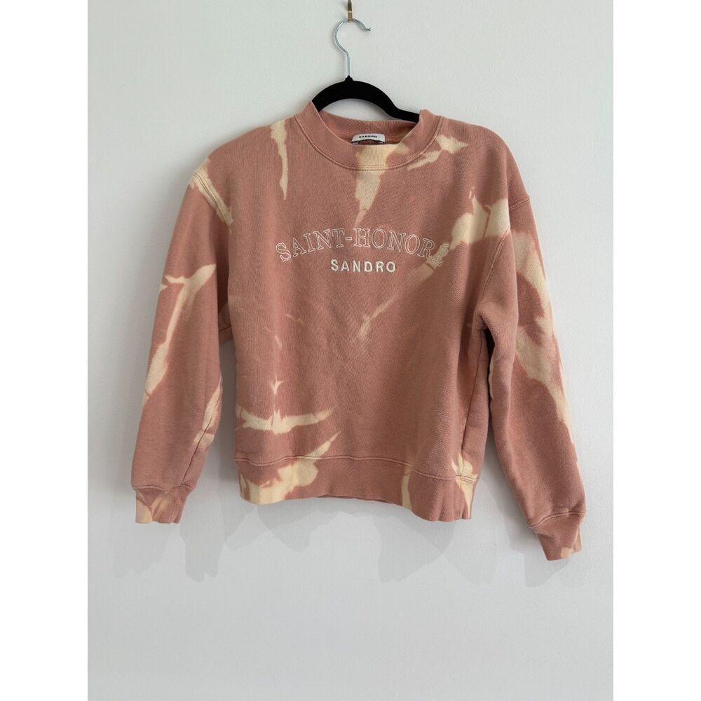 Sandro "Saint Honore" Mellow Embroidered French Cotton-Terry Sweatshirt - Sz. 1